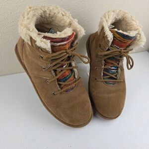 Bearpaw Youth Size 5 Aztec 2198Y Marie Suede Sheepskin Footbed Wool Blend Lining